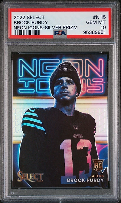 2022 Panini Select Neon Icons Ni15 Brock Purdy Silver Prizm PSA 10