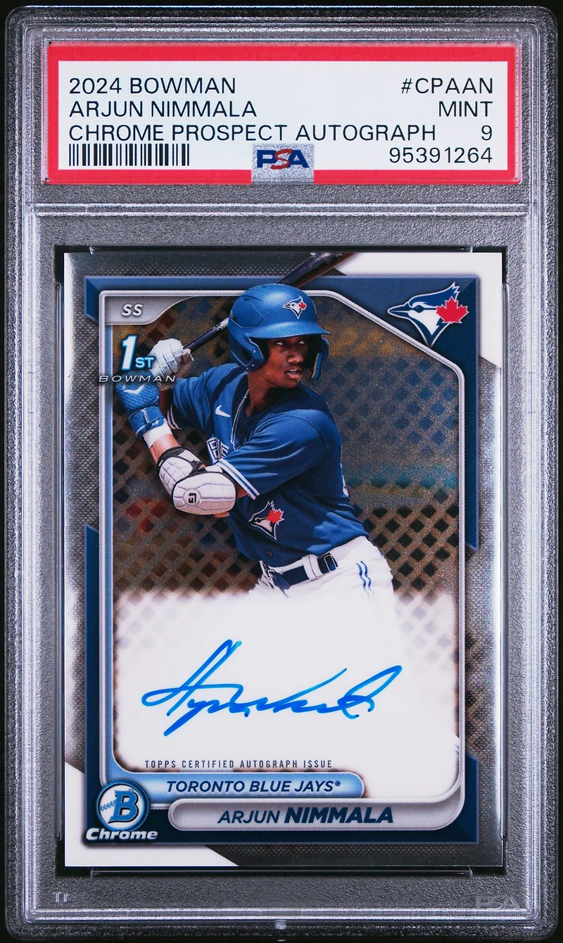 2024 Bowman Chrome Prospect Autographs Cpaan Arjun Nimmala PSA 9