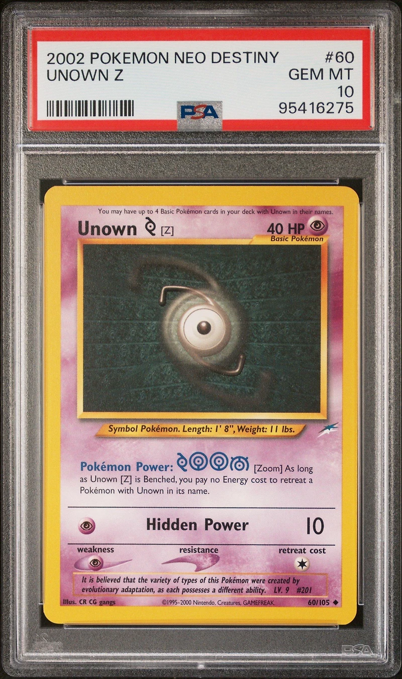 2002 Pokemon Neo Destiny 60 Unown Z PSA 10