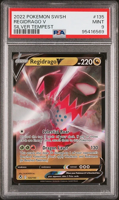 2022 Pokemon Sword & Shield Silver Tempest 135 Regidrago V PSA 9