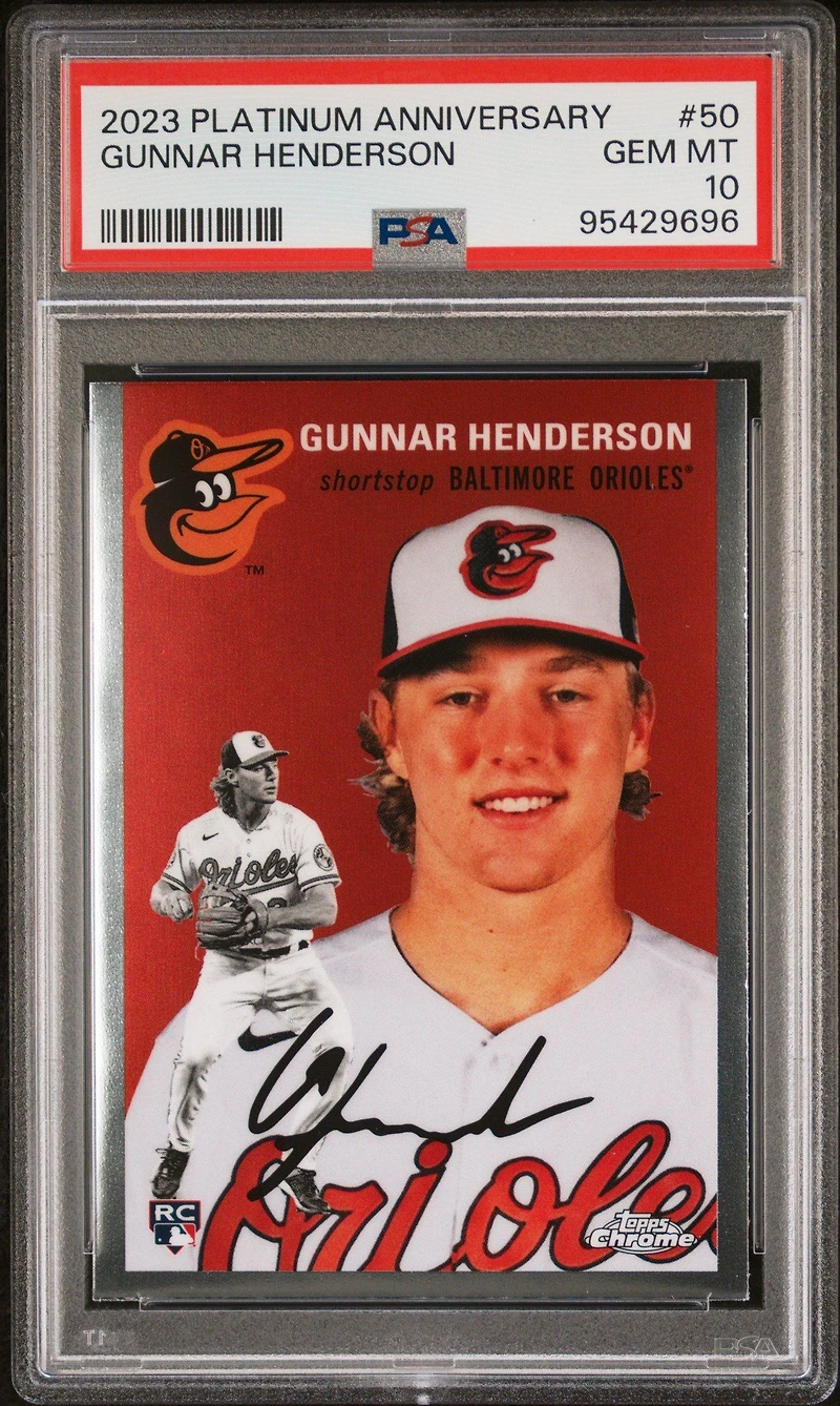 2023 Topps Chrome Platinum Anniversary 50 Gunnar Henderson PSA 10