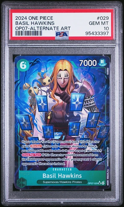 2024 One Piece 500 Years In The Future 029 Basil Hawkins Alternate Art PSA 10