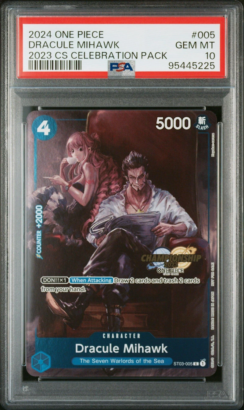 2024 One Piece Championship 2023 Celebration Pack 005 Dracule Mihawk PSA 10