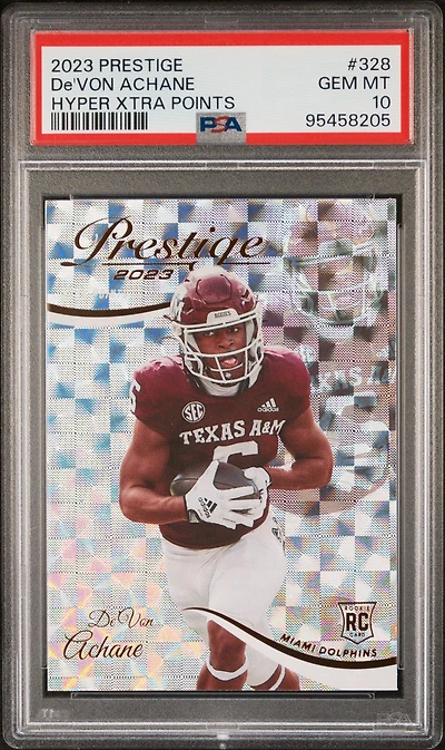 2023 Panini Prestige 328 De'von Achane Hyper Xtra Points PSA 10
