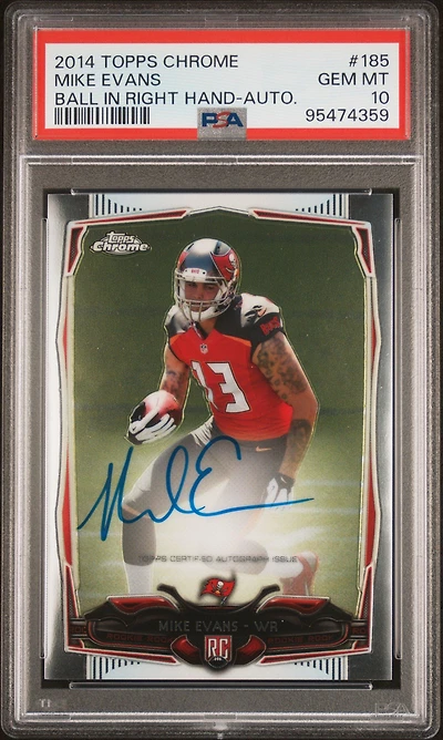 2014 Topps Chrome 185 Mike Evans Ball In Right Hand-autograph PSA 10