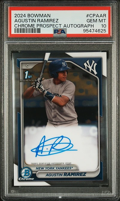 2024 Bowman Chrome Prospect Autographs Cpaar Agustin Ramirez PSA 10