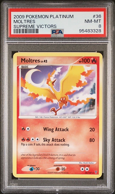 2009 Pokemon Platinum Supreme Victors 36 Moltres PSA 8