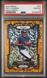 2023 Panini Prizm 307 Zay Flowers Disco Prizm PSA 10