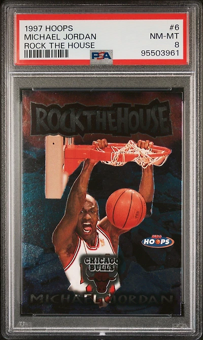 1997 Hoops Rock The House 6 Michael Jordan PSA 8