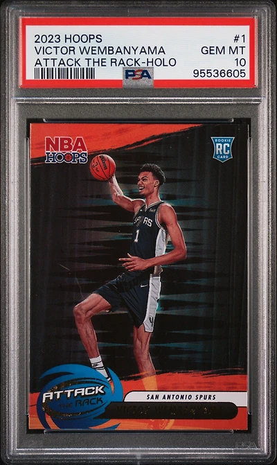 2023 Panini Nba Hoops Attack The Rack 1 Victor Wembanyama Holo PSA 10