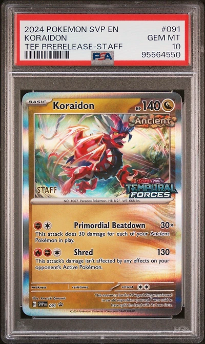 2024 Pokemon Svp En-sv Black Star Promo 091 Koraidon Temporal Forces Prerelease-staff PSA 10