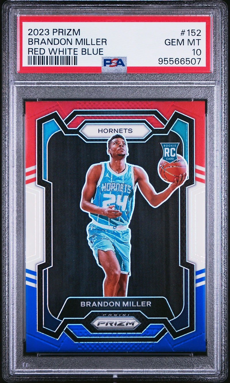 2023 Panini Prizm 152 Brandon Miller Red White Blue PSA 10