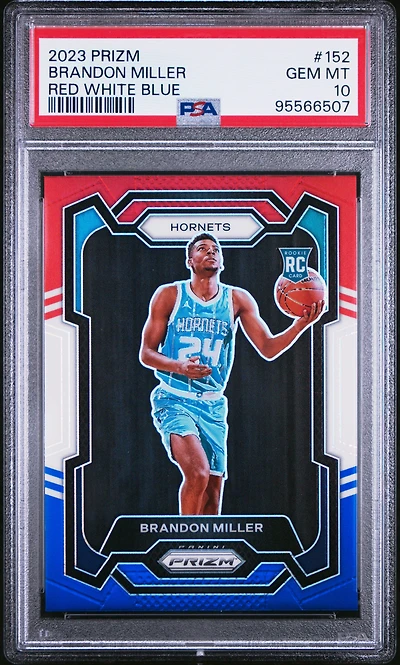 2023 Panini Prizm 152 Brandon Miller Red White Blue PSA 10