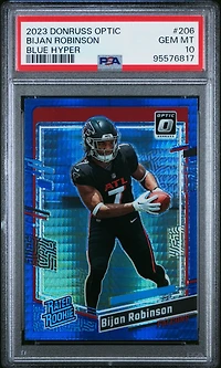 2023 Panini Donruss Optic 206 Bijan Robinson Blue Hyper PSA 10