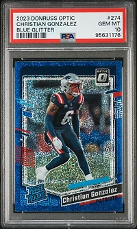 2023 Panini Donruss Optic 274 Christian Gonzalez Blue Glitter PSA 10