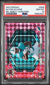 2023 Panini Mosaic Nfl Debut Nd8 De'von Achane Camo Pink PSA 10