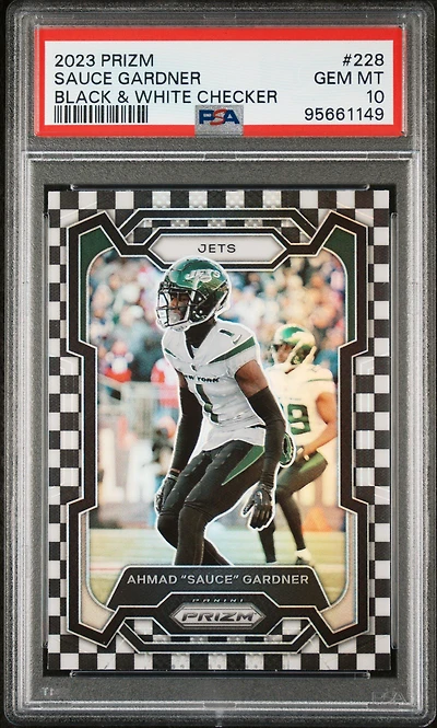 2023 Panini Prizm 228 Ahmad "sauce" Gardner Black & White Checker PSA 10