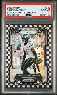 2023 Panini Prizm 228 Ahmad "sauce" Gardner Black & White Checker PSA 10
