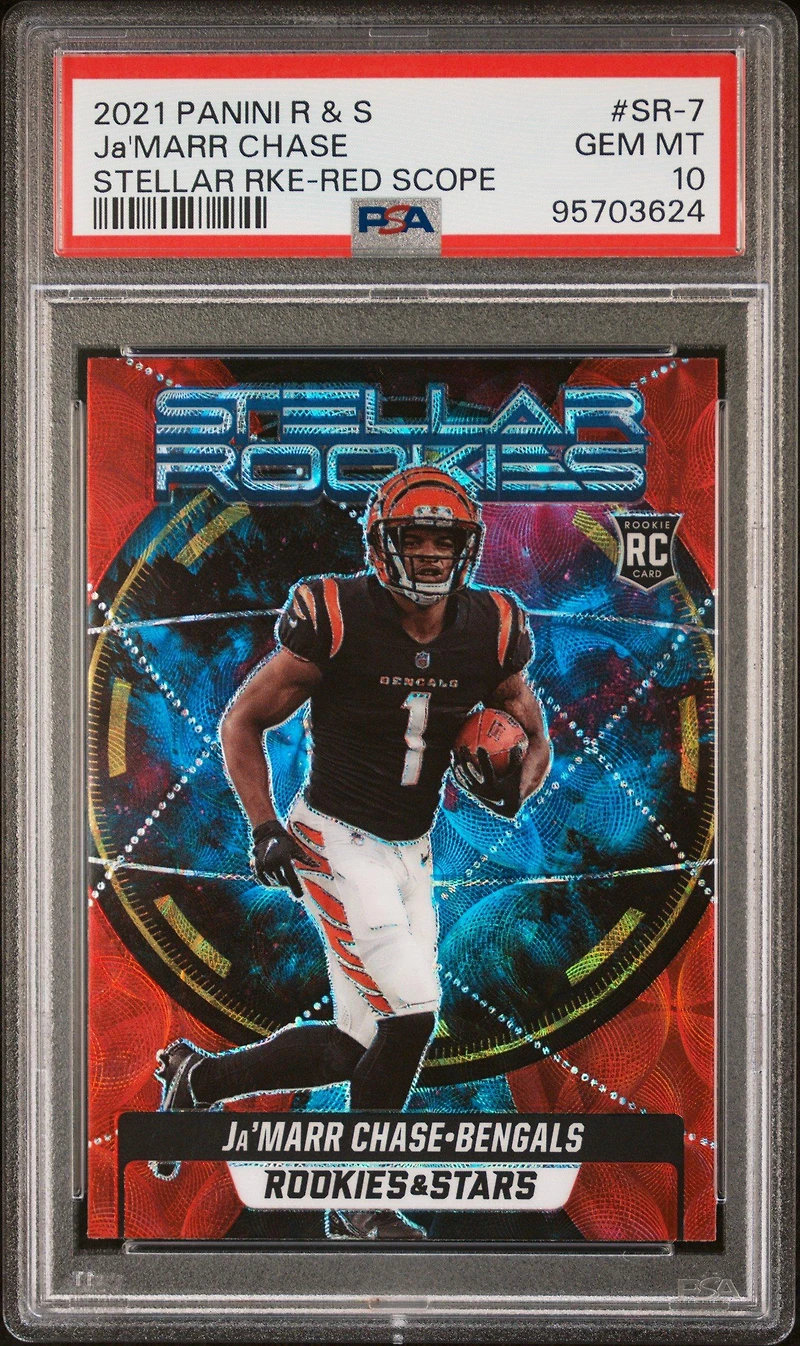 2021 Panini Rookies & Stars Stellar Rookies Sr-7 Ja'marr Chase Red Scope PSA 10