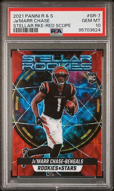 2021 Panini Rookies & Stars Stellar Rookies Sr-7 Ja'marr Chase Red Scope PSA 10