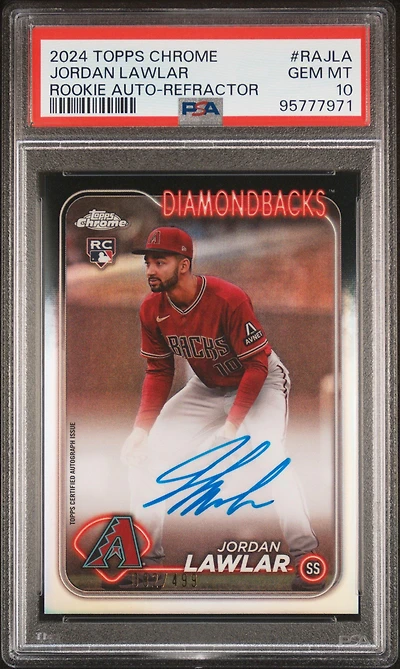 2024 Topps Chrome Rookie Autographs Rajla Jordan Lawlar Refractor PSA 10
