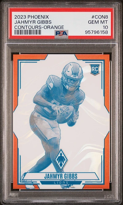 2023 Panini Phoenix Contours Con8 Jahmyr Gibbs Orange PSA 10