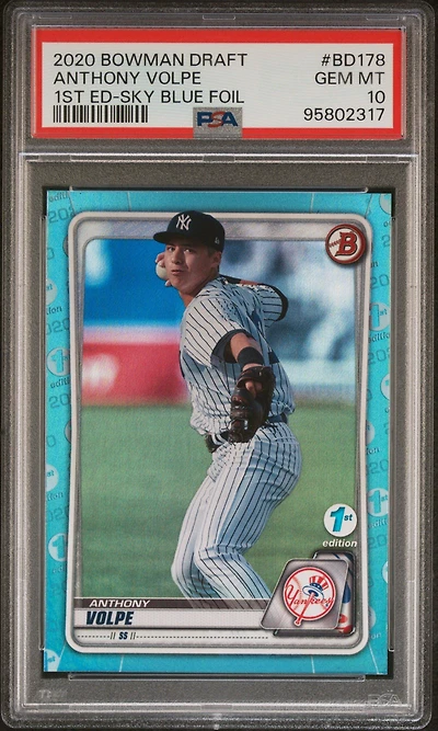 2020 Bowman Draft 1st Edition Bd178 Anthony Volpe Sky Blue Foil PSA 10