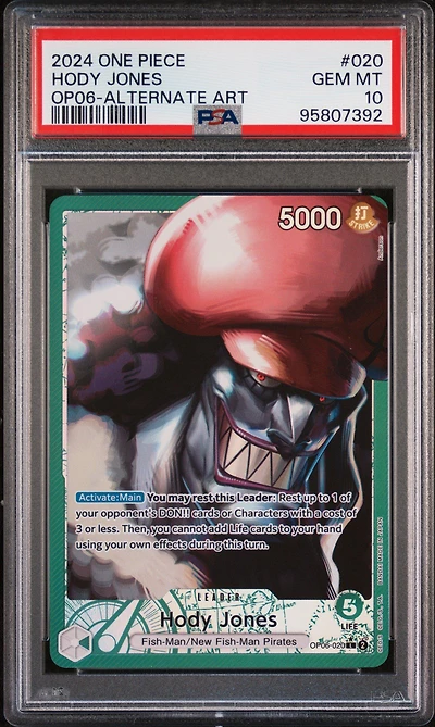 2024 One Piece Op06-wings Of The Captain 020 Hody Jones Alternate Art PSA 10