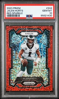 2023 Panini Prizm 244 Jalen Hurts Red Sparkle PSA 10
