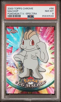 2000 Topps Chrome Pokemon T.v. 66 Machop Spectra PSA 8