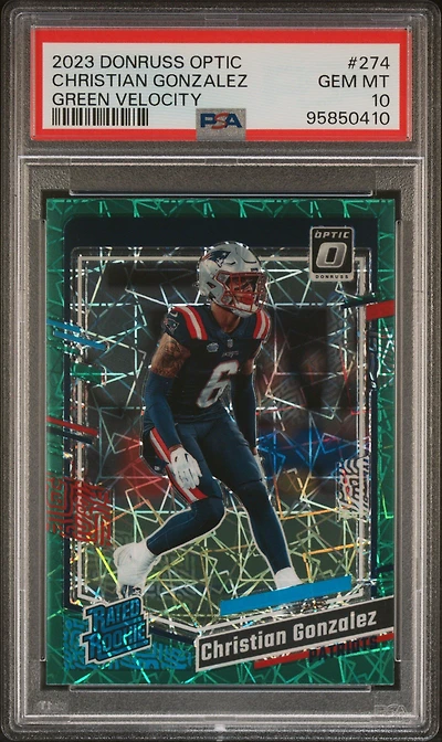 2023 Panini Donruss Optic 274 Christian Gonzalez Green Velocity PSA 10