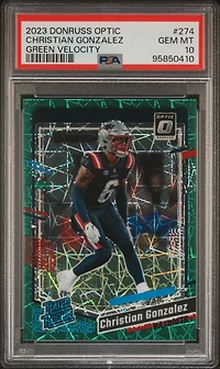 2023 Panini Donruss Optic 274 Christian Gonzalez Green Velocity PSA 10