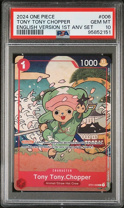 2024 One Piece English Version 1st Anniversary Set 006 Tony Tony Chopper PSA 10
