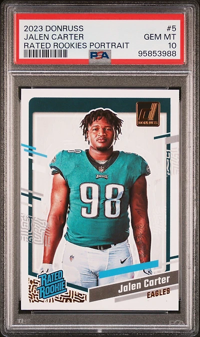 2023 Panini Donruss Rated Rookies Portrait 5 Jalen Carter PSA 10