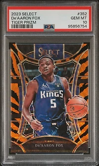 2023 Panini Select 352 De'aaron Fox Tiger Prizm PSA 10