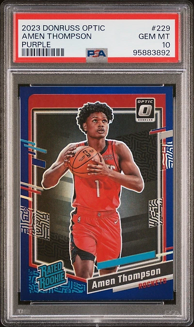 2023 Panini Donruss Optic 229 Amen Thompson Purple PSA 10