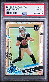 2023 Panini Donruss Optic 277 Jake Haener Fire PSA 10