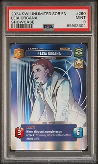 2024 Star Wars: Unlimited Spark Of Rebellion 260 Leia Organa, Alliance General Showcase PSA 9