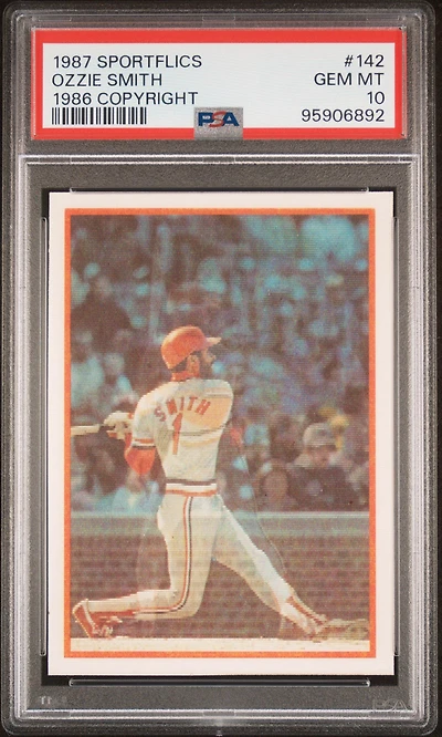 1987 Sportflics 142 Ozzie Smith 1986 Copyright PSA 10