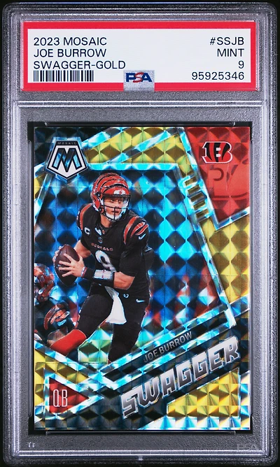 2023 Panini Mosaic Swagger Ssjb Joe Burrow Gold PSA 9