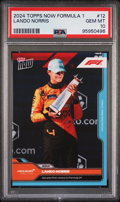 2024 Topps Now Formula 1 12 Lando Norris PSA 10