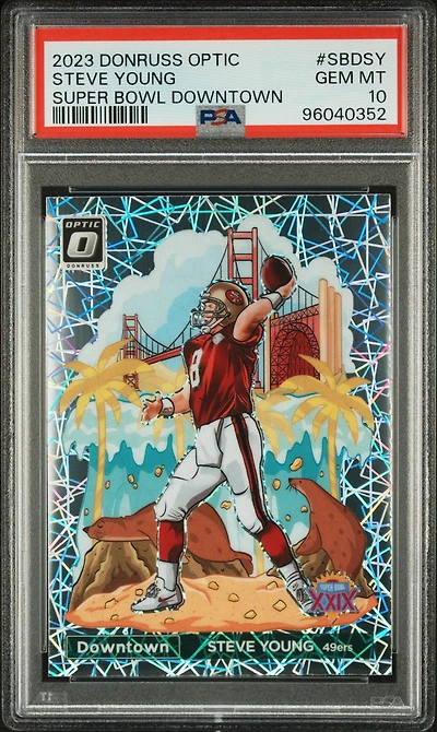 2023 Panini Donruss Optic Super Bowl Downtown Sbdsy Steve Young PSA 10