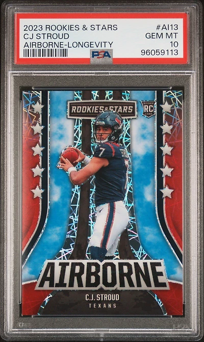 2023 Panini Rookies & Stars Airborne Ai13 Cj Stroud Longevity PSA 10