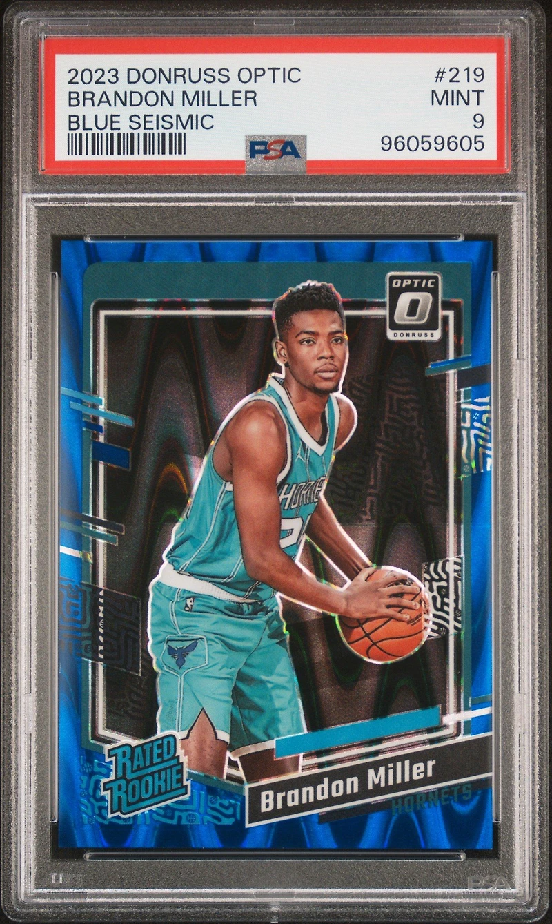 2023 Panini Donruss Optic 219 Brandon Miller Blue Seismic PSA 9