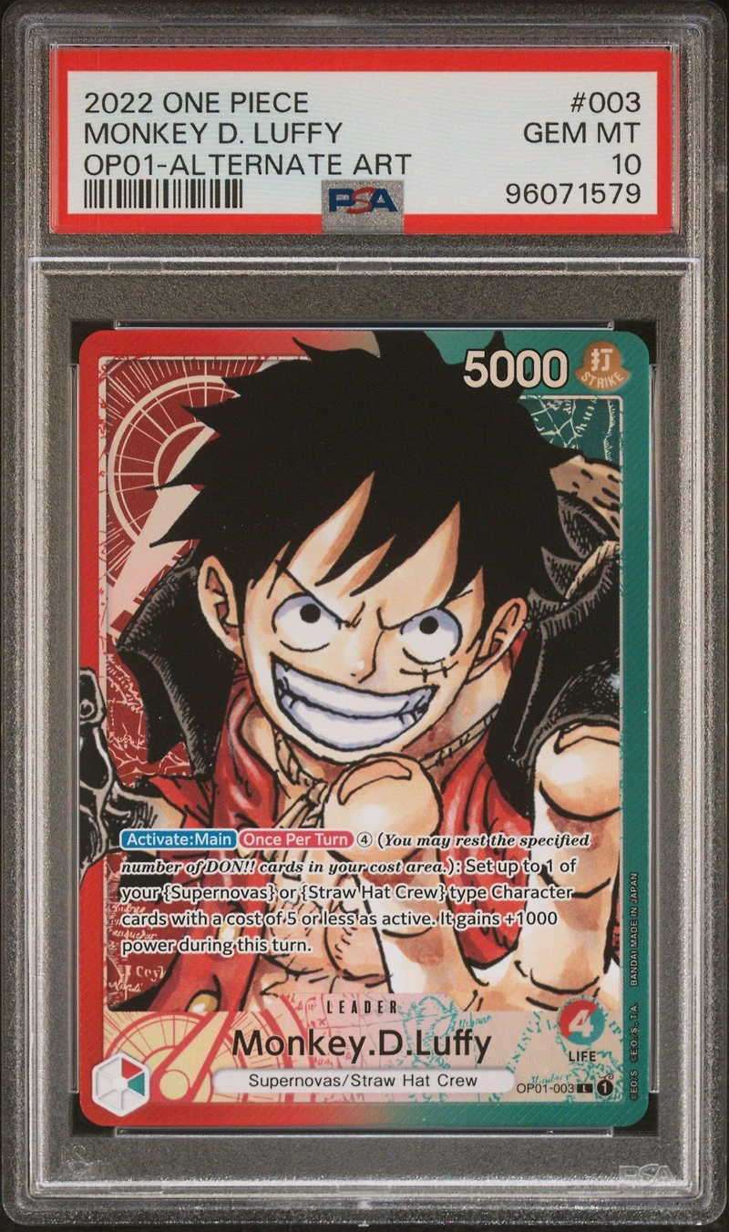 2022 One Piece Op01-romance Dawn 003 Monkey D. Luffy Alternate Art PSA 10