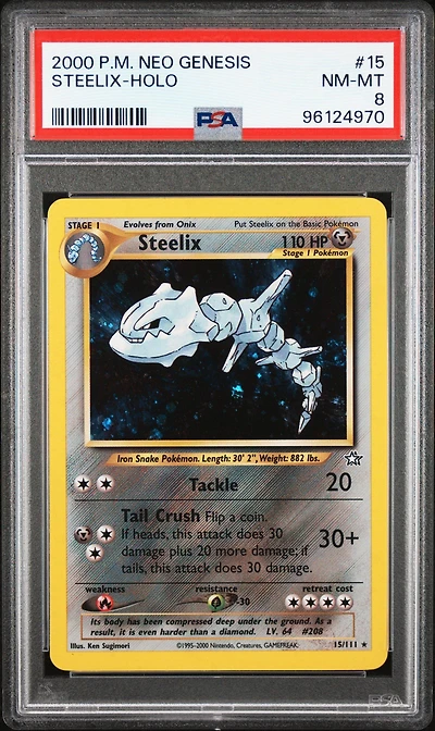2000 Pokemon Neo Genesis 15 Steelix-holo PSA 8