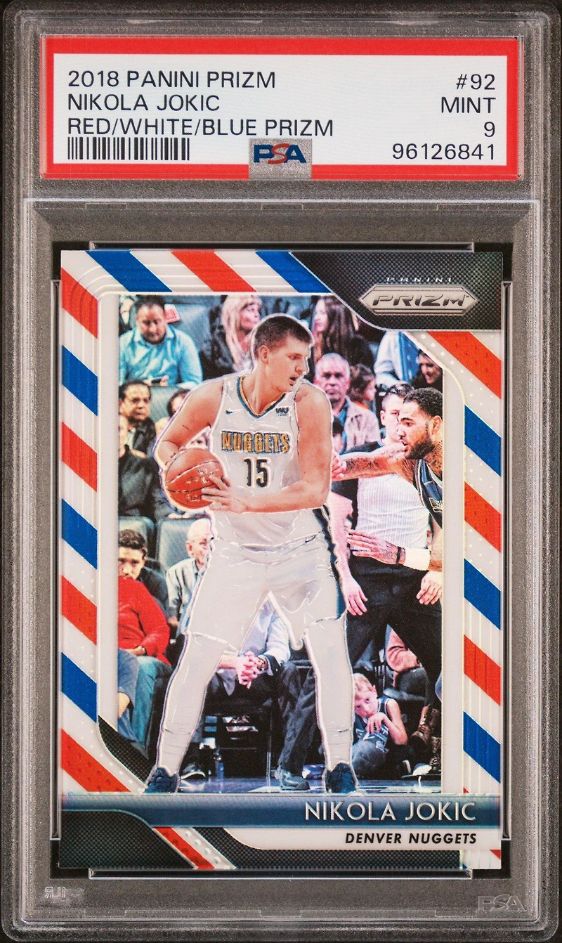 2018 Panini Prizm 92 Nikola Jokic Red/white/blue Prizm PSA 9