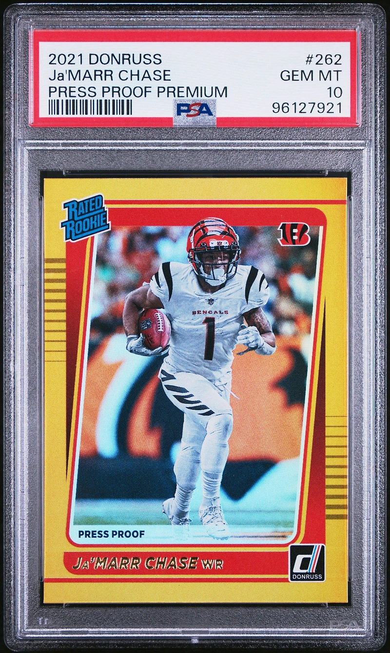 2021 Panini Donruss 262 Ja'marr Chase Press Proof Premium PSA 10