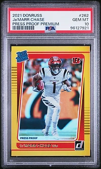 2021 Panini Donruss 262 Ja'marr Chase Press Proof Premium PSA 10