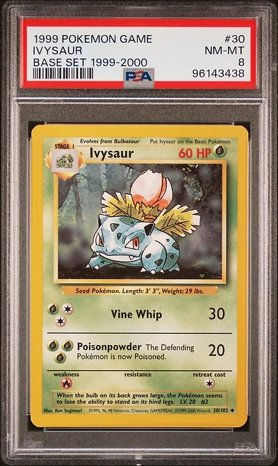 1999 Pokemon Game 30 Ivysaur Base Set 1999-2000 PSA 8